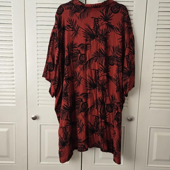 Harley Davidson Tropical Men's Shirt Red Allover Print Motorcycle Size 5XL #089 - Picture 3 of 8